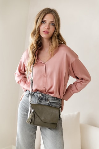 Sac bandoulière métallisé en cuir Lola - Vert
