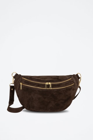 Sac banane en nubuck Iolanda - Marron foncé