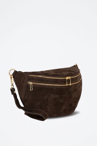 Sac banane en nubuck Iolanda - Marron foncé