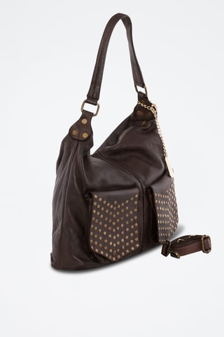 Sac porté épaule en cuir Camilla - Marron foncé