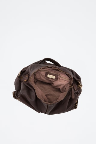 Sac porté épaule en cuir Camilla - Marron foncé