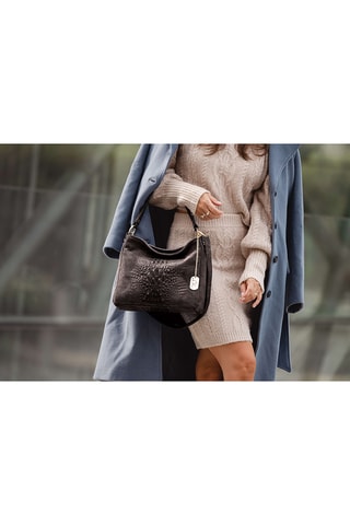 Sac porté épaule en cuir Linda - Noir