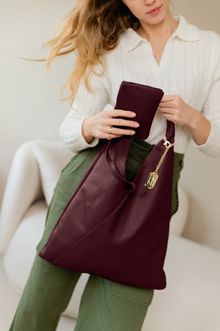 Sac à main en cuir Chersilina - Bordeaux