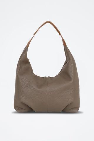 Sac porté épaule en cuir Ofelia - Marron et noir