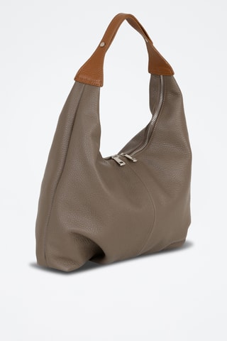Sac porté épaule en cuir Ofelia - Marron et noir
