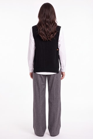 Pull sans manches en laine - Noir