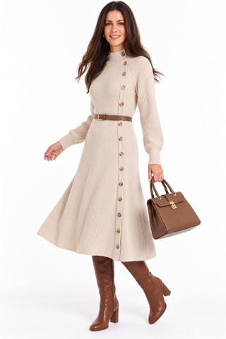 Robe pull en laine - Écru