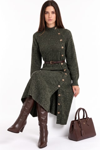 Robe pull en laine - Kaki