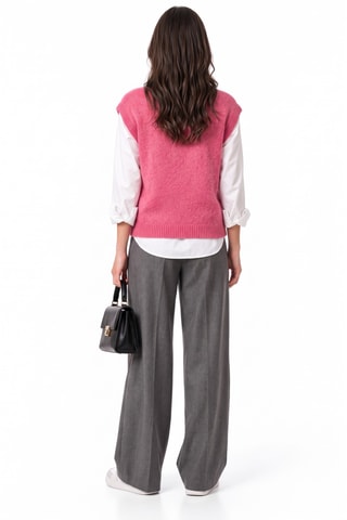 Pull sans manches en laine - Fuchsia