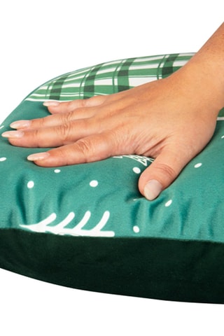 Sierkussen Green Winter - 45 x 45 x 16 cm - Zwart, groen en beige