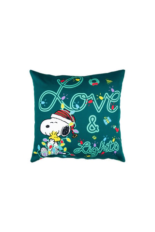 Sierkussen Snoopy en Woodstock Snoopy and The Peanuts - Donkergroen - 45 x 45 x 16 cm - Rood, groen en wit