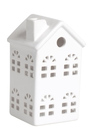 Keramische Kaarshouder Casetta Wit - 7,5 x 14,5 cm