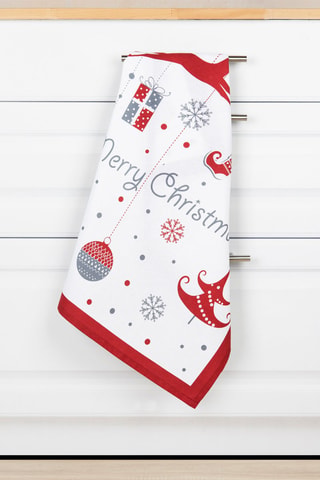 Keukenset Merry Christmas - 3-delig - Wit, grijs en rood