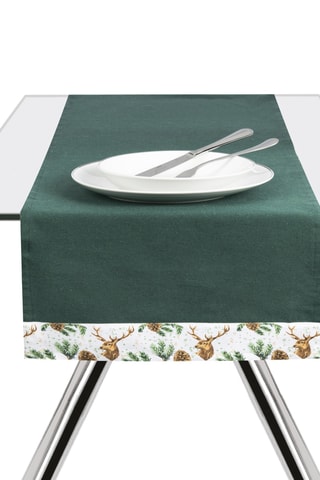 Katoenen Tafelloper Nordic Deer -  40 x 135 cm - Wit
