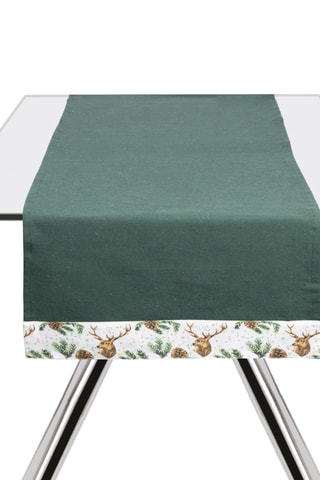 Katoenen Tafelloper Nordic Deer -  40 x 135 cm - Wit