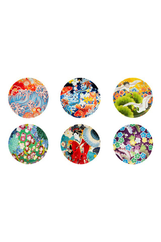 6 Porseleinen Aperitiefborden Kimono - 15 cm