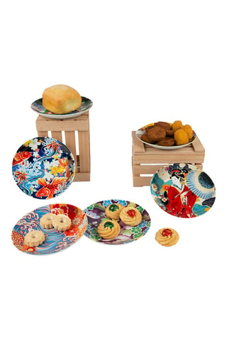 6 Porseleinen Aperitiefborden Kimono - 15 cm