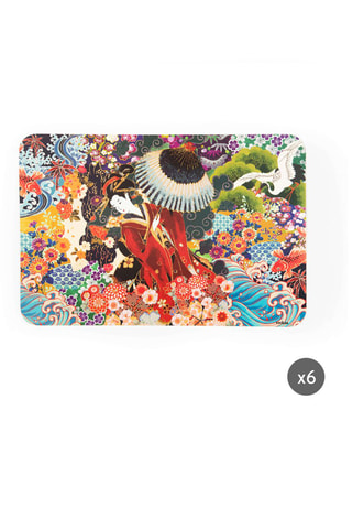 6 Placemats Kimono 43 x 28,5 cm - Multicolor
