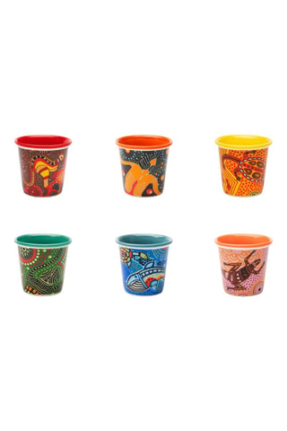 6 Porseleinen Koffiekopjes Aboriginal - 9 cl