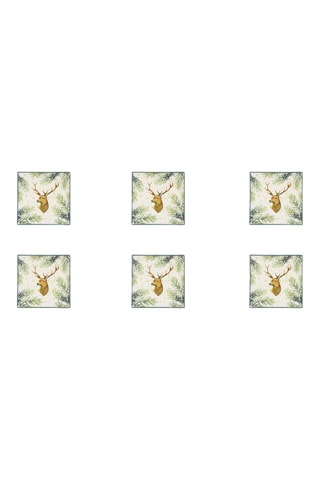 6 Platte Keramische Borden Nordic Deer - 18 x 18 cm