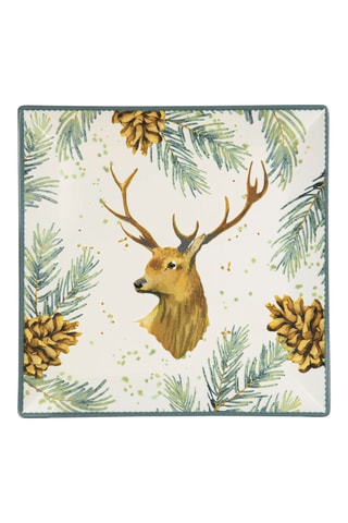 6 Platte Keramische Borden Nordic Deer - 24 x 24 cm