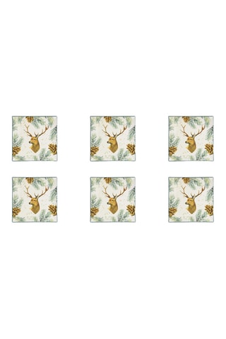 6 Platte Keramische Borden Nordic Deer - 24 x 24 cm