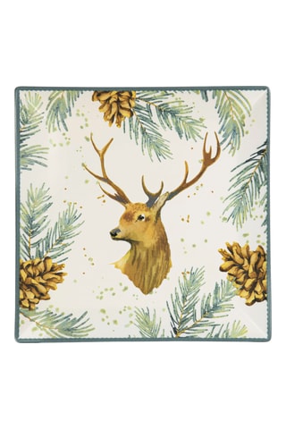 6 Platte Keramische Borden Nordic Deer - 24 x 24 cm