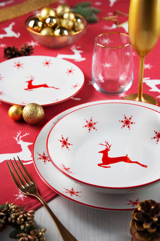 Rechthoekig Tafellaken Nordic - Wit en rood