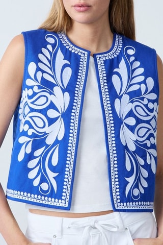 Gilet sans manches - Bleu électrique et blanc