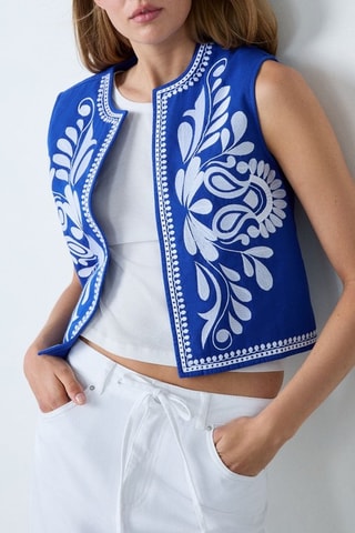 Gilet sans manches - Bleu électrique et blanc