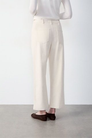 Pantaloni in velluto a vita alta Letizia - Ecrù