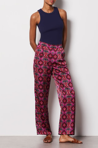 Pantaloni taglio fluido a vita alta - Rosso