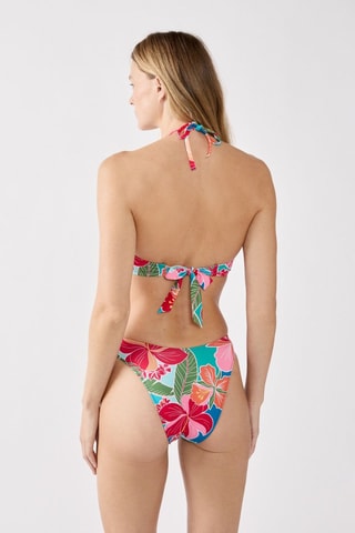 Slip bikini Hibiscus - Turchese e verde chiaro