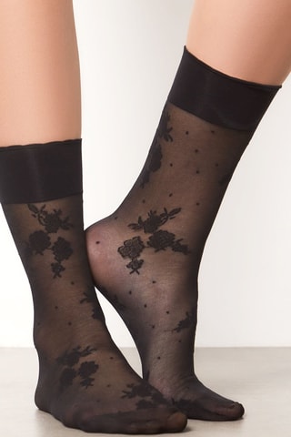 Calzini Glam Fleurs - Nero