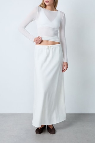 Gonna lunga in lino Vintage St Tropez - Bianco