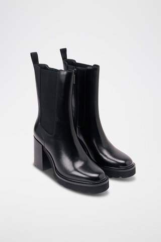 Leren Chelsea Boots Heeled - Zwart