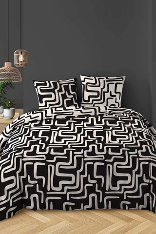Parure de couette en coton 57 fils/cm² Clover - Noir et blanc