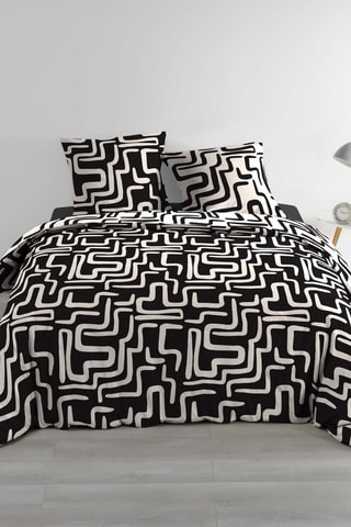 Parure de couette en coton 57 fils/cm² Clover - Noir et blanc