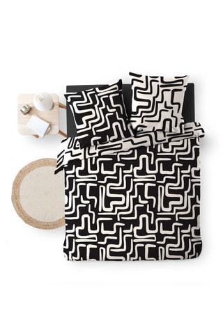 Parure de couette en coton 57 fils/cm² Clover - Noir et blanc