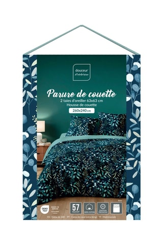 Parure de couette en coton 57 fils/cm² Stacy - Bleu
