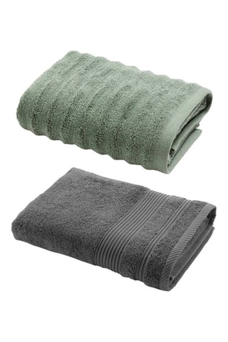 Drap de douche Maya - Sauge - 70 x 130 cm et Serviette de toilette Maya - Sauge - 50 x 90 cm
