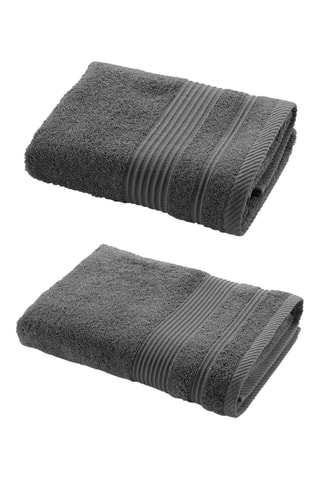 Drap de douche Tendresse - Anthracite - 70 x 130 cm et 	Serviette de toilette Tendresse - Anthracite - 50 x 90 cm