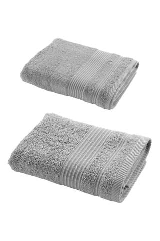 	Drap de douche Tendresse - Gris Perle - 70 x 130 cm et Serviette de toilette Tendresse - Gris perle - 50 x 90 cm