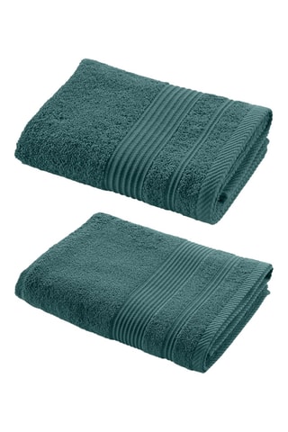 	Drap de douche - Bleu canard - 70 x 130 cm et 	Serviette de toilette - Bleu canard - 50 x 90 cm