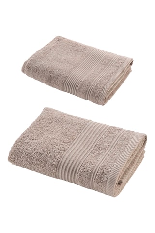 	Drap de douche Tendresse - Taupe - 70 x 130 cm et Serviette de toilette Tendresse - Beige - 50 x 90 cm