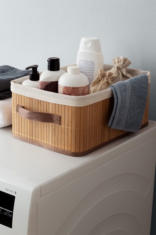 Panier de rangement en bambou 35 x 25 x 15 cm - Naturel