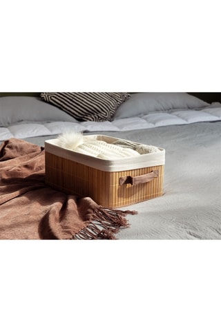 Panier de rangement en bambou 35 x 25 x 15 cm - Naturel
