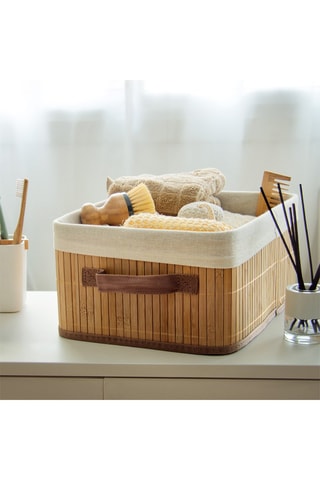 Panier de rangement en bambou 35 x 25 x 15 cm - Naturel