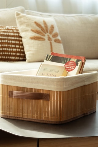 Panier de rangement en bambou 35 x 25 x 15 cm - Naturel