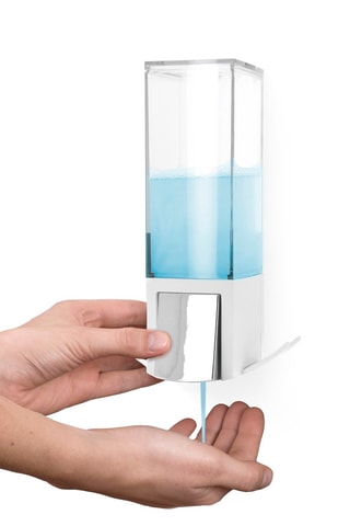 Dispensador de jabón mural 20,8 cm - Blanco y plateado